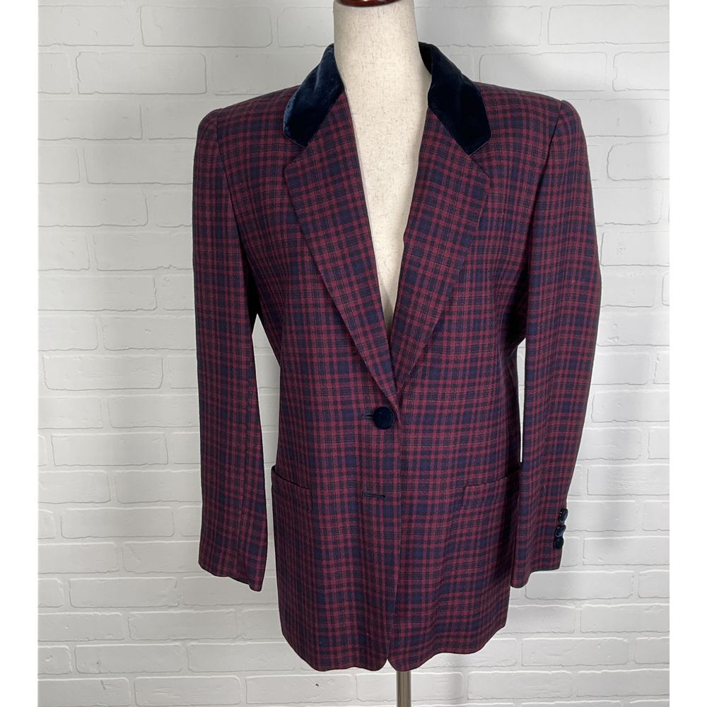 Valerie Stevens Blazer Women 4 Pink Purple Plaid Equestrian Classic Pure Wool